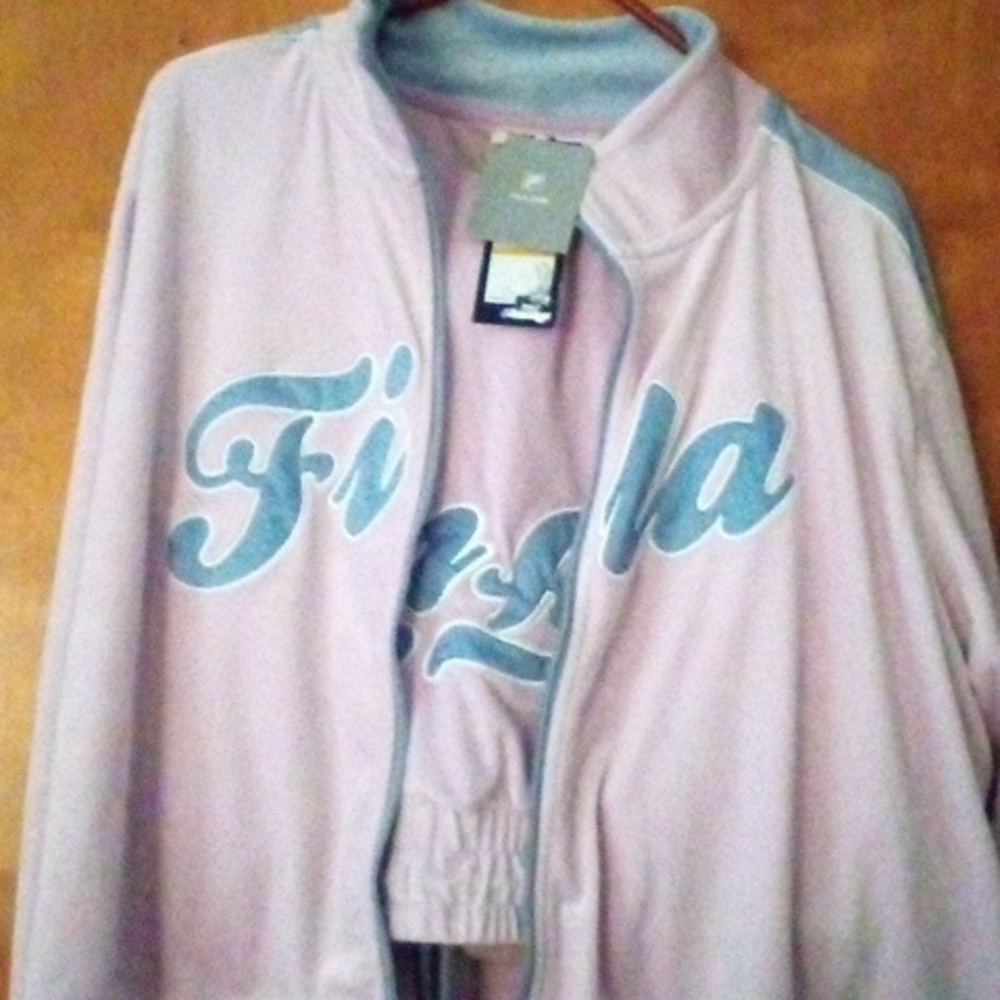 NWT FILA 3X Plus Size Womens Valery Velour Jacket & Pants Tracksuit Pink & Blue - Picture 1 of 12